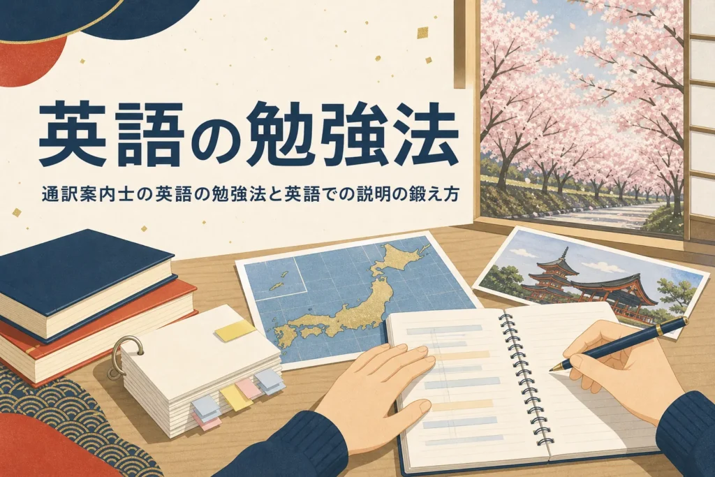 通訳案内士の英語の勉強法を表したアイキャッチ