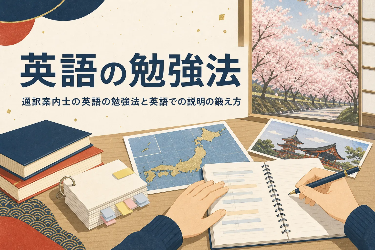 通訳案内士の英語の勉強法を表したアイキャッチ