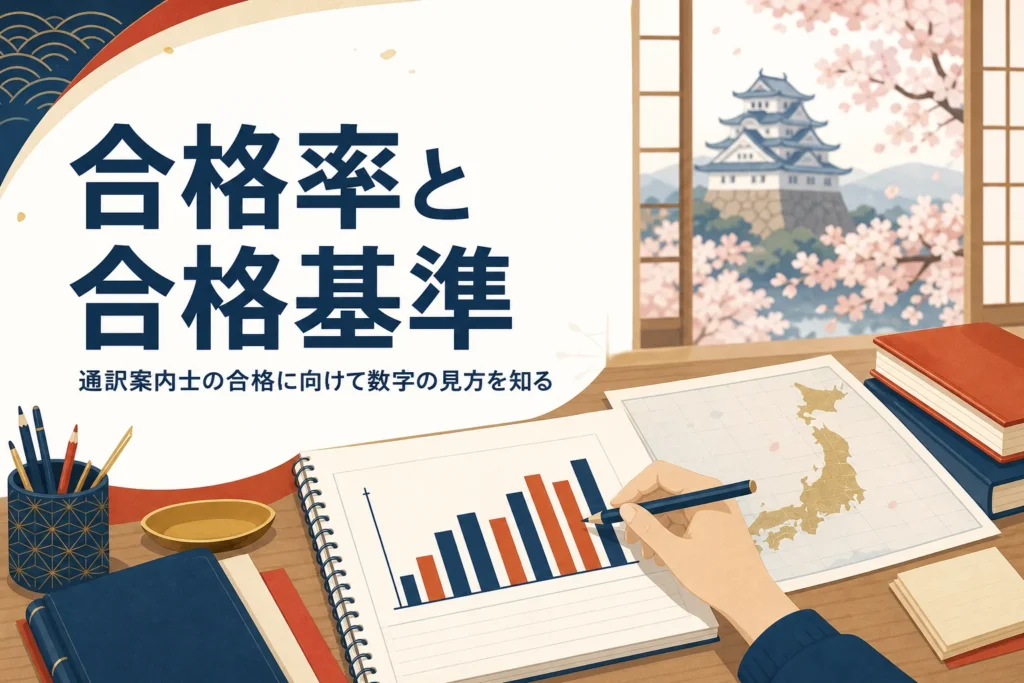 通訳案内士試験の合格率と合格基準を紹介する記事のアイキャッチ