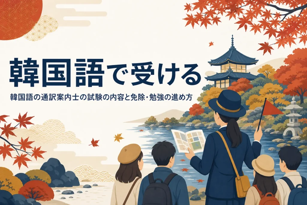 韓国語の通訳案内士の試験と免除、勉強の進め方を紹介する記事のアイキャッチ
