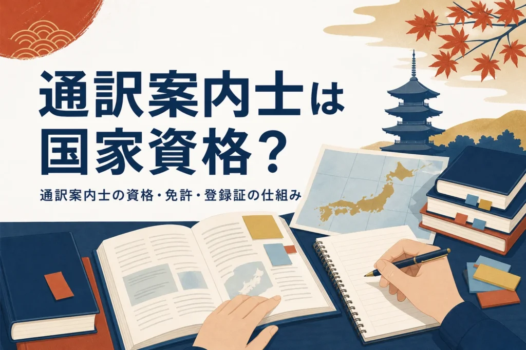 通訳案内士の資格が国家資格かどうかと登録証の仕組みを解説する記事のアイキャッチ