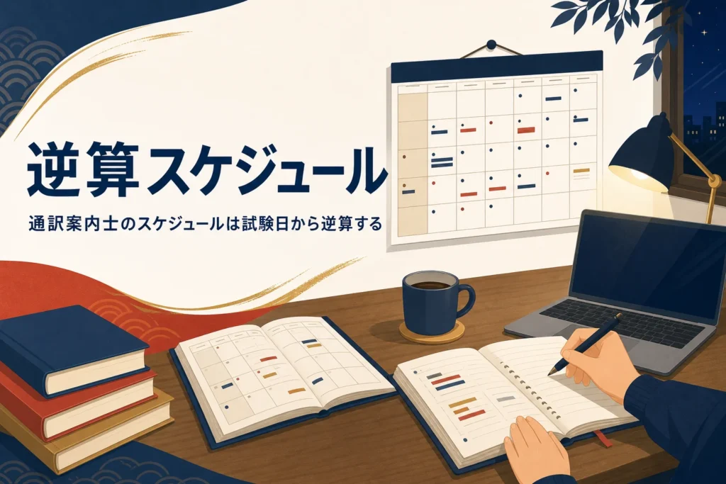 働きながら通訳案内士を目指す人の学習スケジュールの立て方を紹介する記事のアイキャッチ
